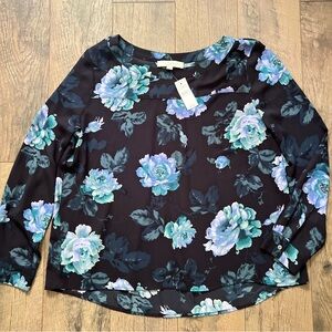 LOFT | NWT Blue/green floral blouse